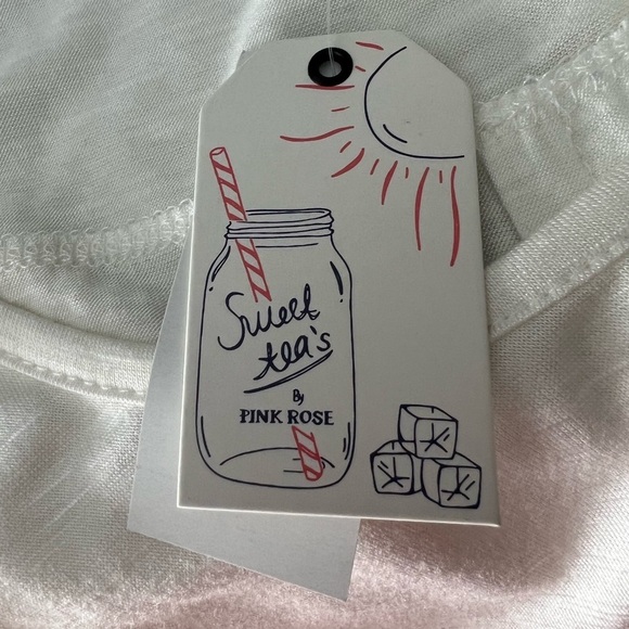 Sweet Tea by Pink Rose Cold Shoulder Ivory Tee Size L - Picture 7 of 11